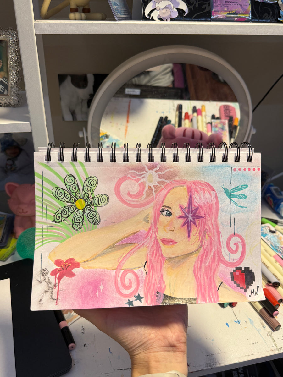 self portrait of me with pink hair :)