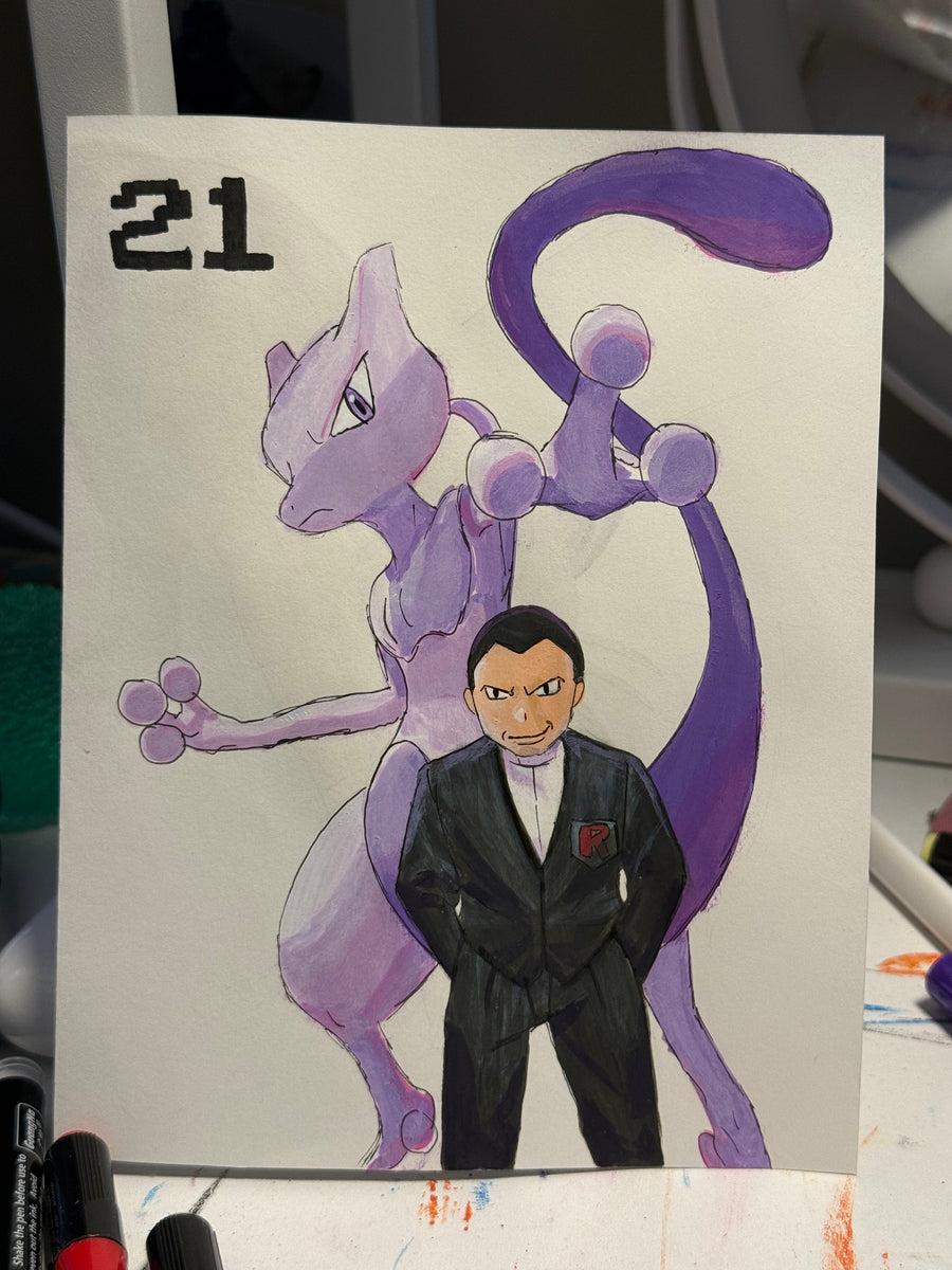 birthday card - mewtwo and giovanni (pokemon)