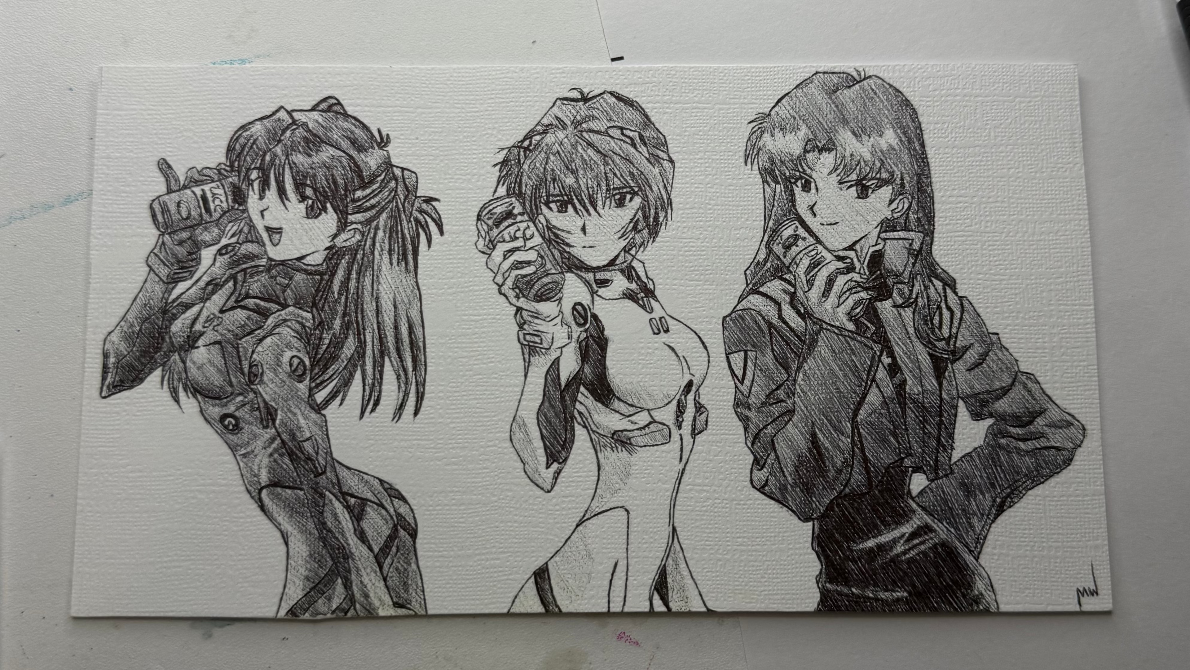 Evangelion Trio Pen Drawing